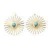 Brass Pave Synthetic Turquoise Pendants KK-Z092-02G-1