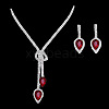 Alloy Rhinestone Pendant Necklaces & Earrings Sets for Women WGE8301-09-1