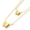 Double Layer 304 Stainless Steel Cable Chain Butterfly Link Necklaces for Women NJEW-G141-03G-1