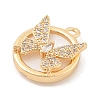 Brass Micro Pave Clear Cubic Zirconia Pendants KK-C080-03G-2