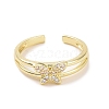 Clear Cubic Zirconia Butterfly Open Cuff Ring RJEW-B028-02G-2