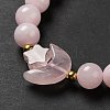 Moon and Star Natural Rose Quartz & Mixed Gemstone Beaded Bracelets for Women G-G997-B05-4