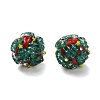 Christmas Theme Polymer Clay Rhinestone Beads with Resin RESI-Z045-01B-1