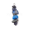 3Pcs Natural Amethyst & Lapis Lazuli & Red Jasper Chip Beaded Constellation Pendants PALLOY-JF03043-09-3