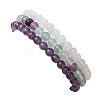 3Pcs 3 Style Natural Mixed Stone Round Beaded Stretch Bracelets BJEW-JB10178-05-5