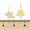 Brass Micro Pave Clear Cubic Zirconia Stud Earring Findings KK-Z099-02G-04-4