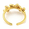 Flower Rack Plating Brass Micro Pave Cubic Zirconia Open Cuff Rings for Women RJEW-N047-01G-02-RS-3