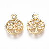 Brass Cubic Zirconia Charms KK-S350-082G-1