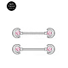 G23 Titanium Pink Cubic Zirconia Nipple Rings WG912A9-15-1