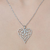 Non-Tarnish 201 Stainless Steel Hollow Heart Pendant Necklace NJEW-OY002-17-1