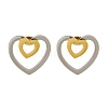 Ion Plating(IP) 304 Stainless Steel Heart Stud Earrings EJEW-C118-03D-1