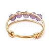 Natural Round Amethyst Beaded Finger Rings RJEW-TA00118-01-4