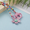 Personalized Spary Painted Natural Wood Beaded Necklaces NJEW-JN03243-7