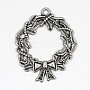 Christmas Wreath Alloy Pendants TIBEP-GC130-AS-RS-1
