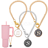 Flat Round with Letter Alloy Enamel Wine Glass Charms AJEW-AB00184-19-1