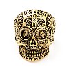 316 Stainless Steel Skull with Cross Finger Ring RJEW-C030-02A-AG-2