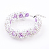 (Jewelry Parties Factory Sale)Pearlized Glass Round Beads Bracelets BJEW-JB03306-02-1