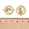 Rack Plating Brass Black Cubic Zirconia Flat Round with Leopard Connector Charms KK-C084-16G-3