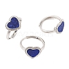 Heart Natural Lapis Lazuli Adjustable Rings RJEW-Q817-05P-02-1