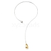 304 Stainless Steel Teardrop Pendant Open Cuff Necklaces for Women NJEW-R003-02GP-01-2