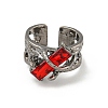 Rectangle Alloy Rhinestone Wide Cuff Ring for Men RJEW-Z048-06B-02-2