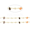 Natural Mixed Gemstone Chips & Glass Pearl Beaded Chains CHC-G017-12G-2