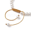 Adjustable Synthetic Turquoise & ABS Plastic Pearl Braided Bead Bracelet BJEW-JB10101-01-4