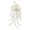 3Pcs 3 Colors Natural Clam Shell & Glass Pearl & Glass Seed Beaded Big Pendants PALLOY-MZ00298-2