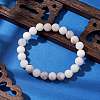 Round Natural Dendritic Agate Beaded Stretch Bracelets for Women BJEW-JB11045-02-2