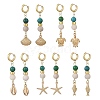 Synthetic Chrysocolla & Natural Agate Beads Hoop Dangle Earrings EJEW-JE07321-2