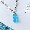 Alloy & Resin Bear Pendant Necklaces for Women WG0729C-02-1