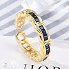 Brass Micro Pave Cubic Zirconia Open Cuff Rings for Women RJEW-R011-01G-03-1