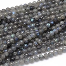 Natural Labradorite Round Bead Strands G-O087-05-6mm