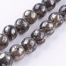 Natural Pyrite Beads Strands G-P303-01-8mm-8