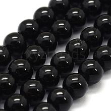 Natural Black Tourmaline Beads Strands G-G763-01-8mm-AB