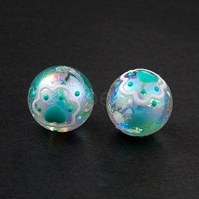 UV Plating Rainbow Iridescent Acrylic Enamel Beads OACR-I003-12A-1