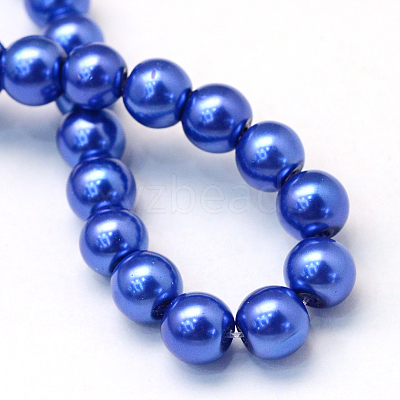 Baking Paint Pearlized Glass Pearl Round Bead Strands X-HY-Q330-8mm-28-1