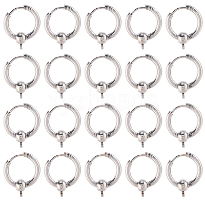 24Pcs 304 Stainless Steel Hoop Earring Findings FIND-SC0017-16B-1