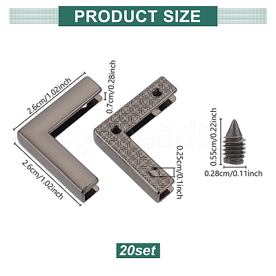 20 Sets Zinc Alloy Purse Corner for Bag FIND-GO0003-66B-1