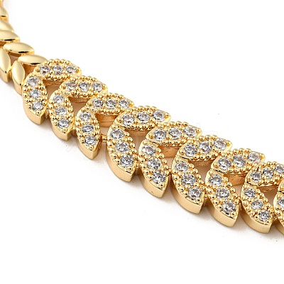 Golden Brass Micro Pave Cubic Zirconia Link Bracelets BJEW-P314-A07-G-1