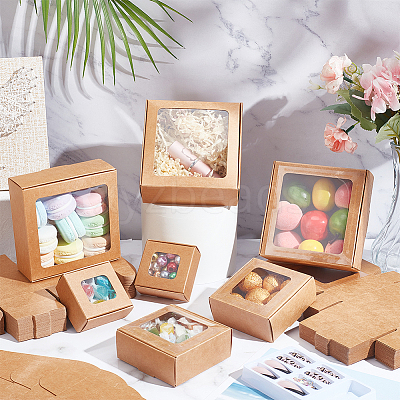 Square Foldable Creative Kraft Paper Box LS-CON-WH0089-20A-1
