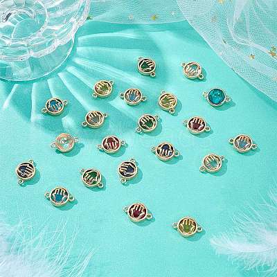 32Pcs 7 colors Glass Connector Charms GLAA-AR0001-29-1