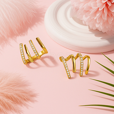 2Pairs 2 Colors Rack Plating Claw Brass Clip-on Earrings EJEW-GO0001-08-1