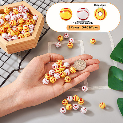 200Pcs 2 Colors Opaque Acrylic Round Beads SACR-BY0001-02-1
