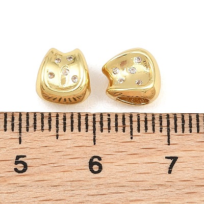 Brass Micro Pave Cubic Zirconia European Beads RB-CBAB488-03G-1