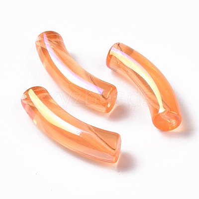 UV Plating Transparent Rainbow Iridescent Acrylic Beads OACR-A016-01B-1