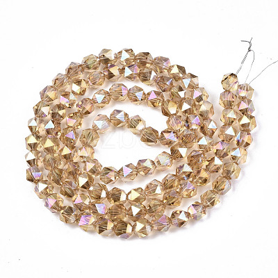Electroplate Transparent Glass Beads Strands EGLA-T019-06-1