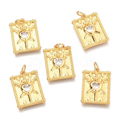 Brass Micro Pave Clear Cubic Zirconia Pendants ZIRC-O036-53G-1