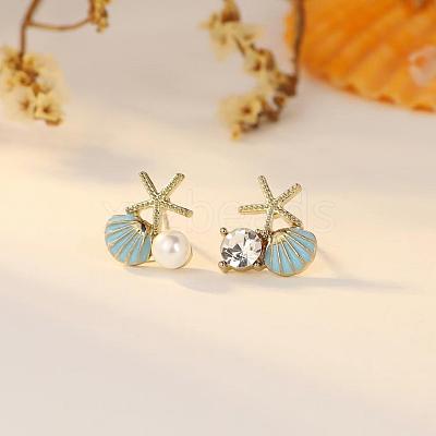 Alloy Enamel Shell Shape Stud Earrings FS-WG66C11-03-1