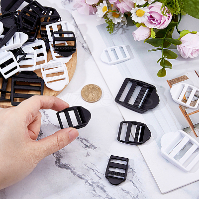 100Pcs 6 Styles POM Plastic Ladder Lock Slider Buckles FIND-FH0016-64-1